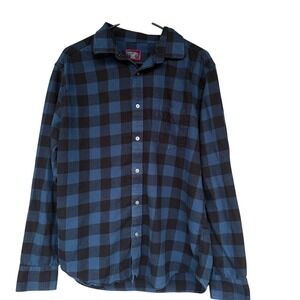 UNTUCKit Shirt Mens XL Slim Fit Blue Black Plaid Barrelstone Flannel Long Sleeve